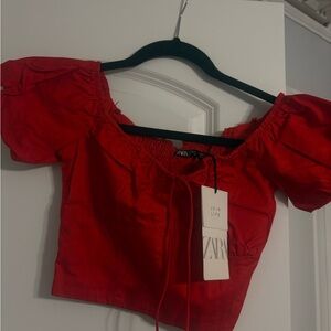 Zara Scarlet Puff Sleeve Blouse